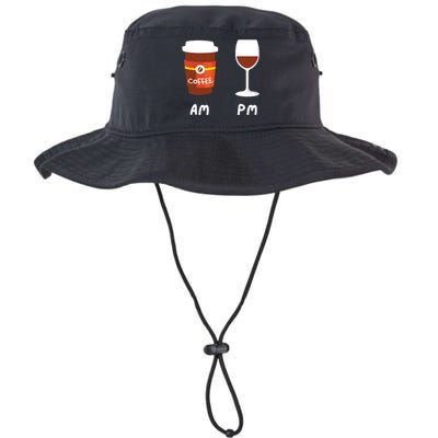 Am Coffee Pm Wine Coffee Lover Caffeine Wine Drinker Legacy Cool Fit Booney Bucket Hat