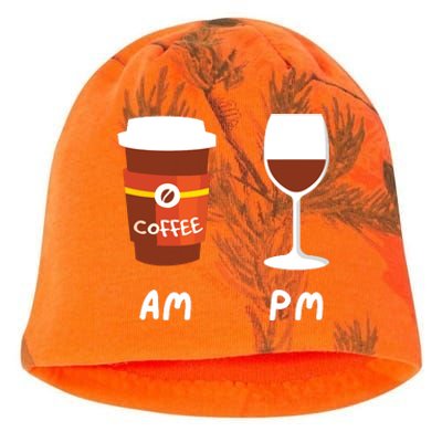 Am Coffee Pm Wine Coffee Lover Caffeine Wine Drinker Kati - Camo Knit Beanie