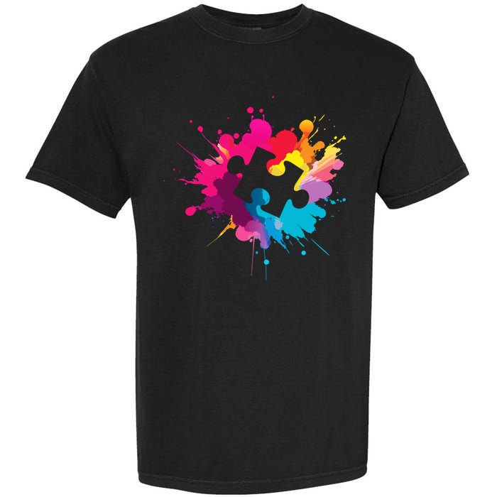 Autism Colorful Puzzle Piece Garment-Dyed Heavyweight T-Shirt