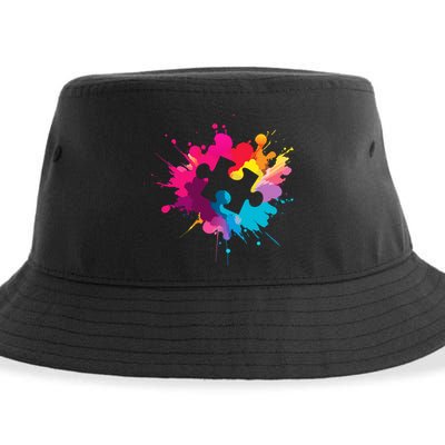 Autism Colorful Puzzle Piece Sustainable Bucket Hat