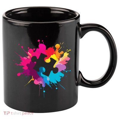Autism Colorful Puzzle Piece 11oz C Handle Ceramic Mug