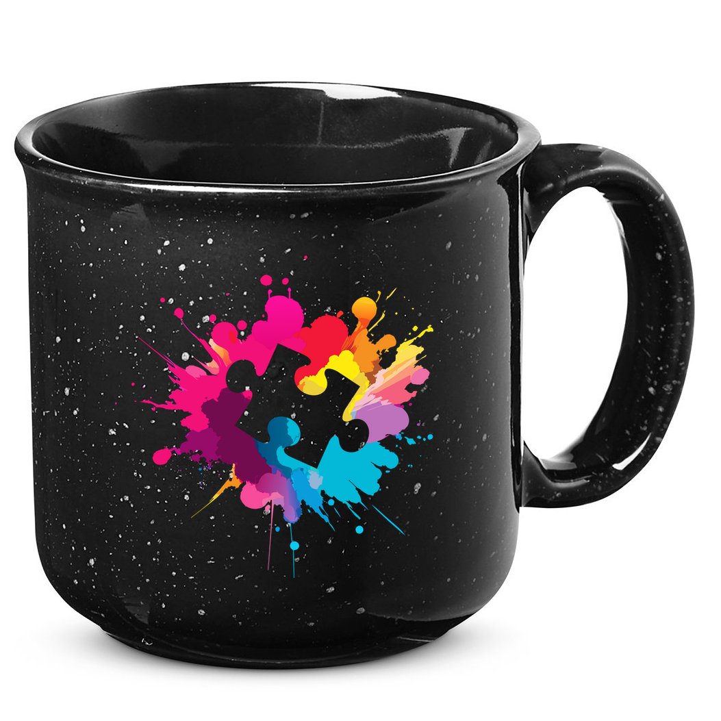 Autism Colorful Puzzle Piece 15oz Campfire Ceramic Mug