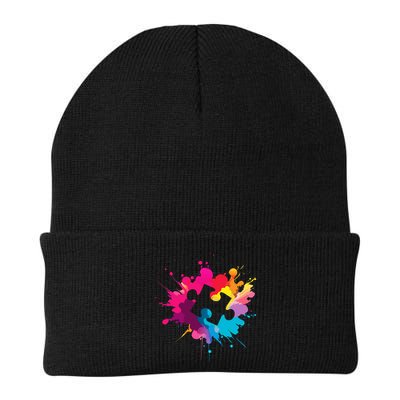 Autism Colorful Puzzle Piece Knit Cap Winter Beanie