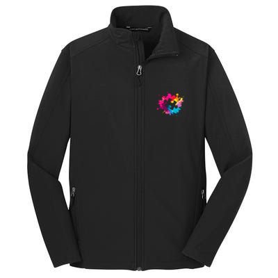 Autism Colorful Puzzle Piece Core Soft Shell Jacket