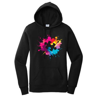 Autism Colorful Puzzle Piece Women's Pullover Hoodie