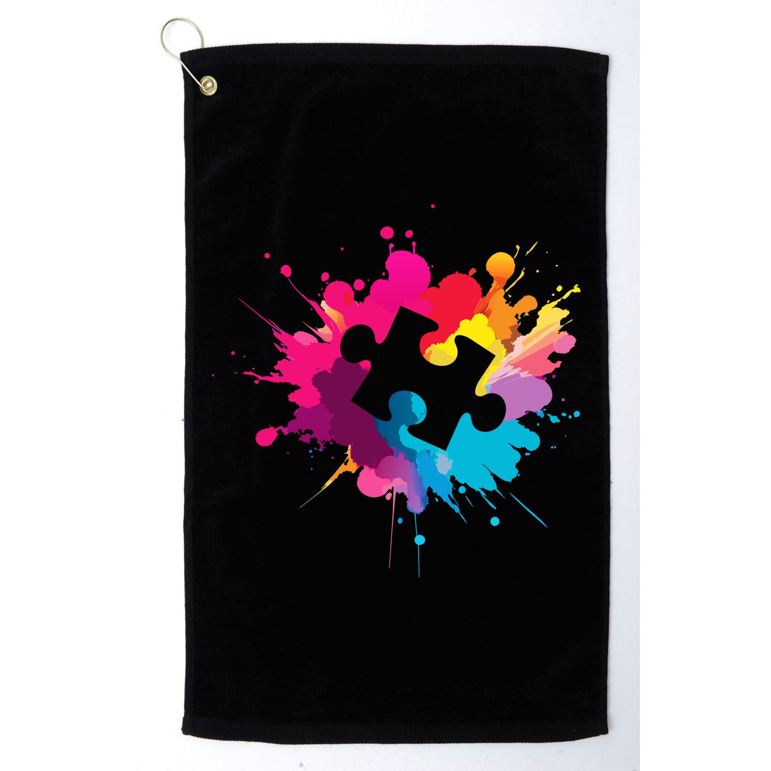 Autism Colorful Puzzle Piece Golf Towel