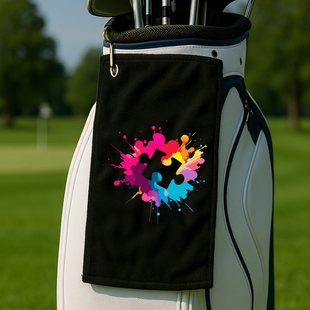 Autism Colorful Puzzle Piece Golf Towel