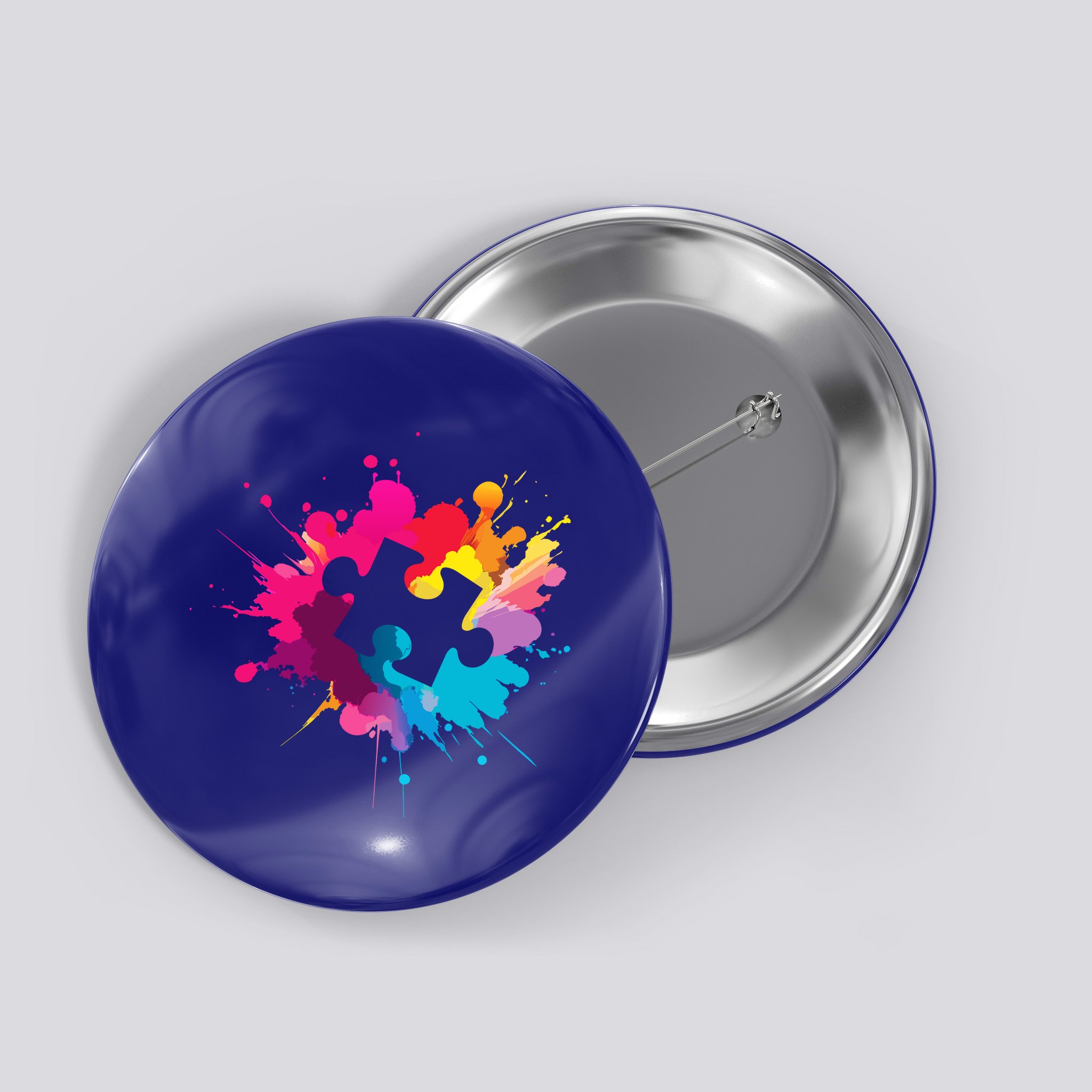 Autism Colorful Puzzle Piece Button