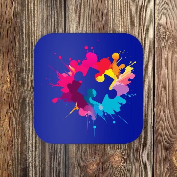 Autism Colorful Puzzle Piece Coaster