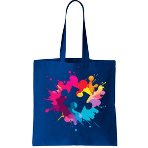 Autism Colorful Puzzle Piece Tote Bag