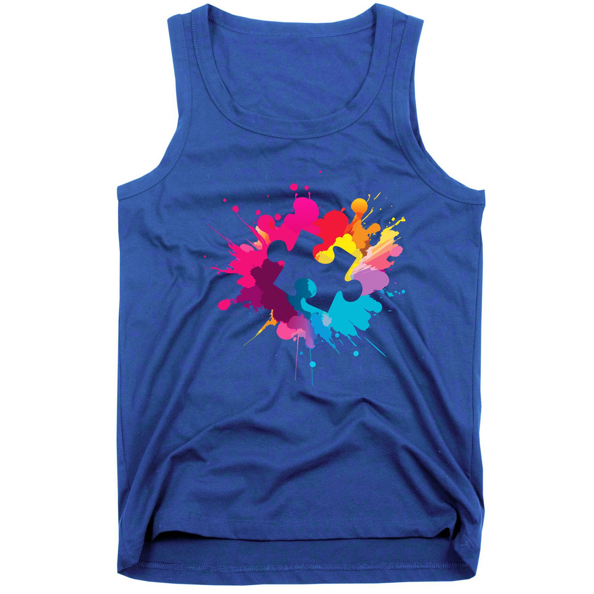 Autism Colorful Puzzle Piece Tank Top