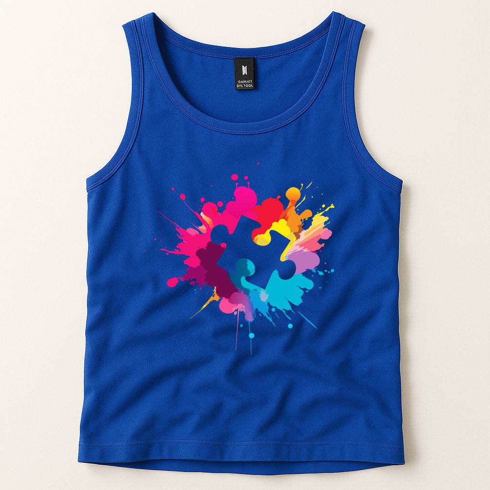 Autism Colorful Puzzle Piece Tank Top