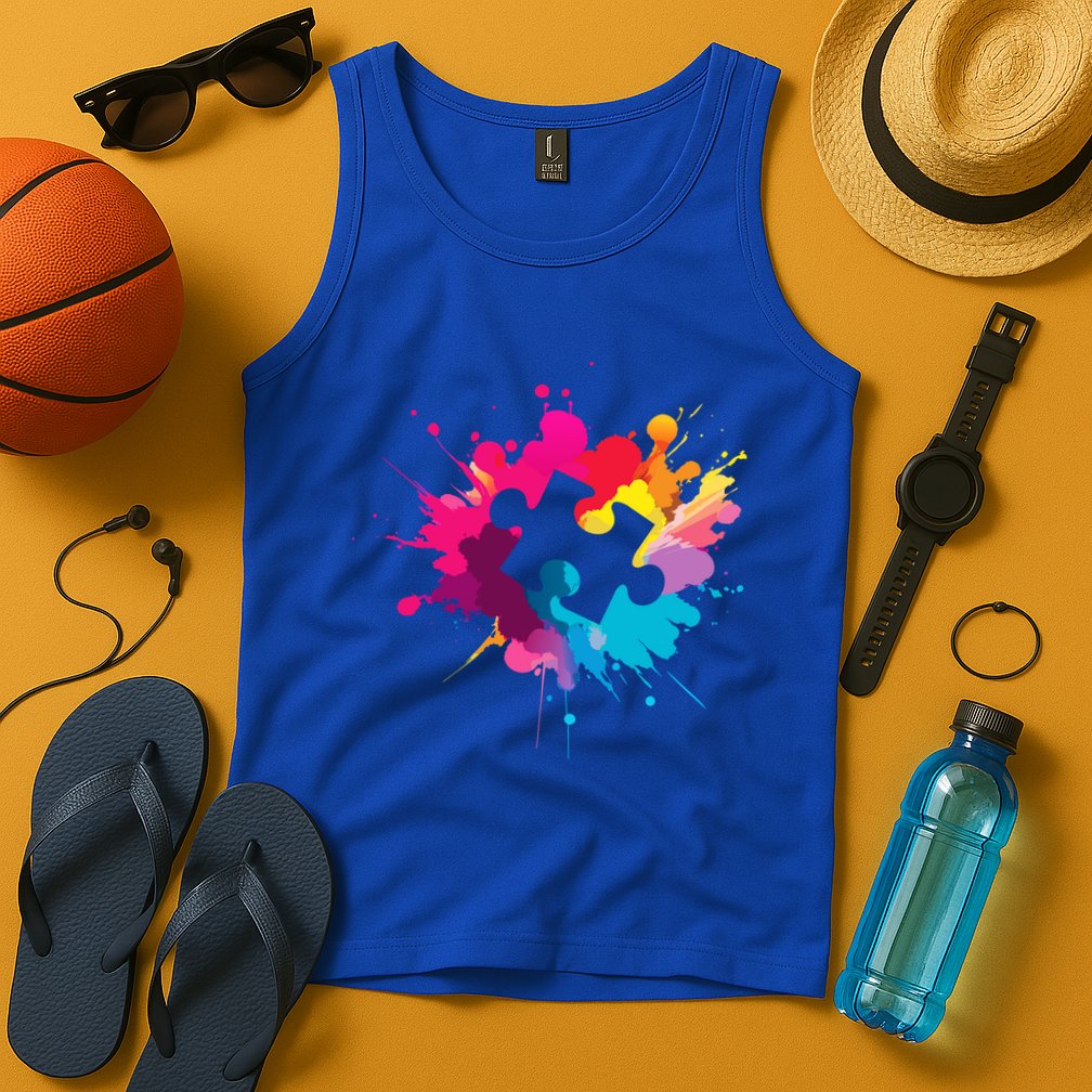 Autism Colorful Puzzle Piece Tank Top