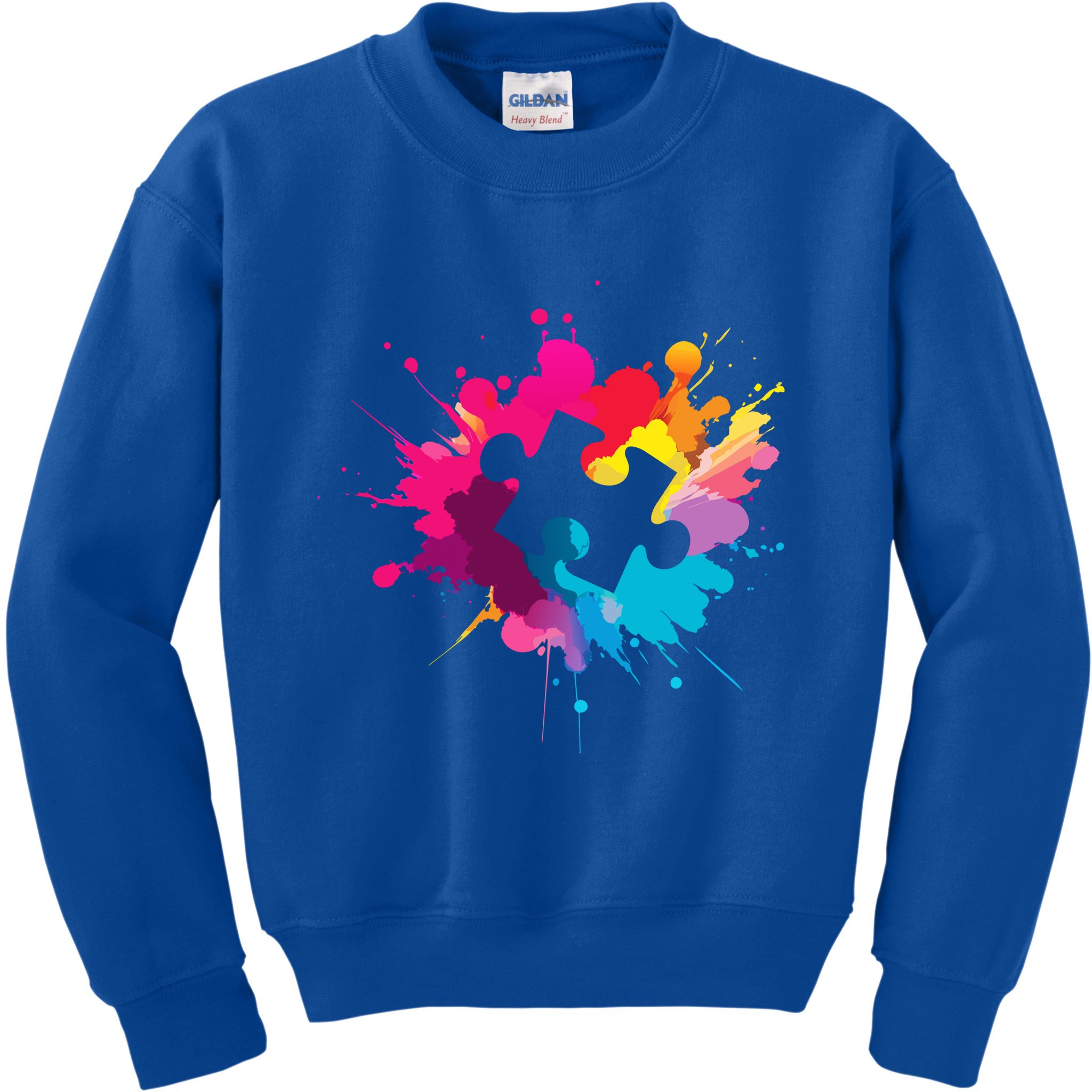Autism Colorful Puzzle Piece Kids Sweatshirt