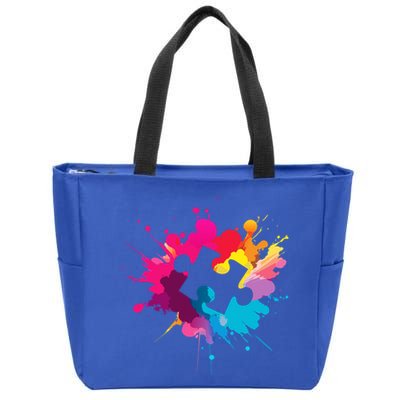 Autism Colorful Puzzle Piece Zip Tote Bag