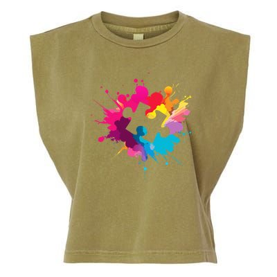 Autism Colorful Puzzle Piece Garment-Dyed Women's Muscle Tee