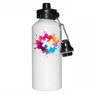 Autism Colorful Puzzle Piece Aluminum Water Bottle 