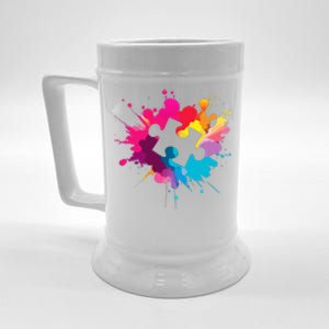 Autism Colorful Puzzle Piece Beer Stein