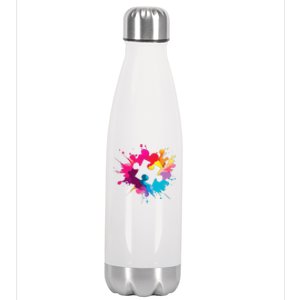 Autism Colorful Puzzle Piece Stainless Steel Insulated Water Bottle