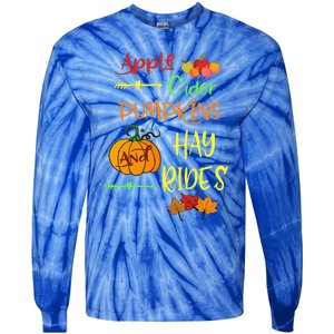 Apple Cider Pumpkins And Hayrides Cute Fall Tie-Dye Long Sleeve Shirt