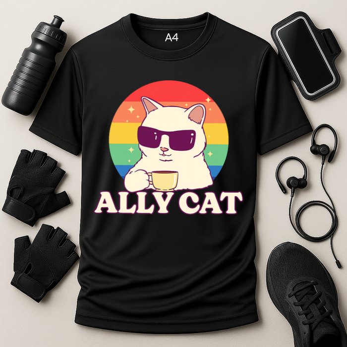 Ally Cat Pride Gift Cooling Performance Crew T-Shirt