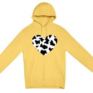 Awesome Cow Print Black & White Print Heart Premium Pullover Hoodie