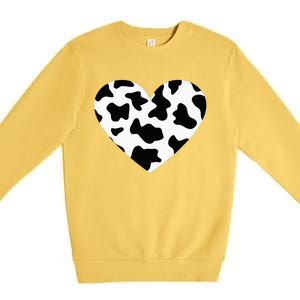 Awesome Cow Print Black & White Print Heart Premium Crewneck Sweatshirt