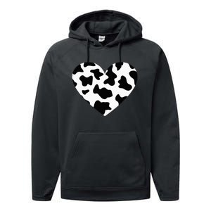 Awesome Cow Print Black & White Print Heart Performance Fleece Hoodie