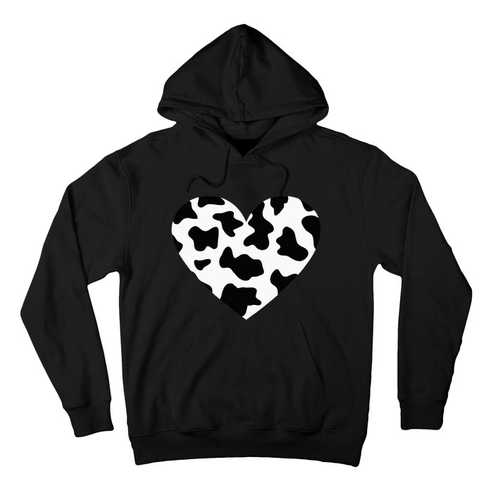 Awesome Cow Print Black & White Print Heart Hoodie