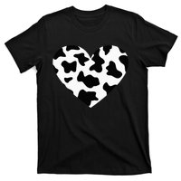 Awesome Cow Print Black & White Print Heart T-Shirt