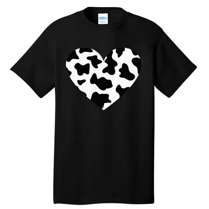 Awesome Cow Print Black & White Print Heart Tall T-Shirt