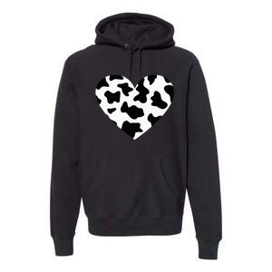 Awesome Cow Print Black & White Print Heart Premium Hoodie