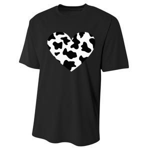 Awesome Cow Print Black & White Print Heart Performance Sprint T-Shirt