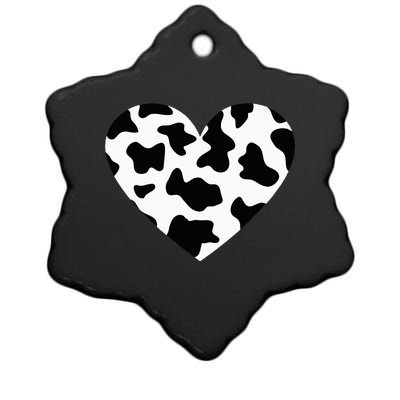 Awesome Cow Print Black & White Print Heart Ceramic Star Ornament