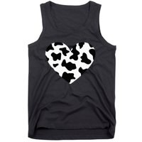 Awesome Cow Print Black & White Print Heart Tank Top