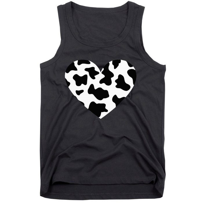 Awesome Cow Print Black & White Print Heart Tank Top