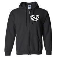 Awesome Cow Print Black & White Print Heart Full Zip Hoodie