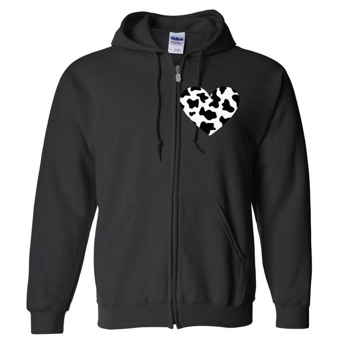 Awesome Cow Print Black & White Print Heart Full Zip Hoodie