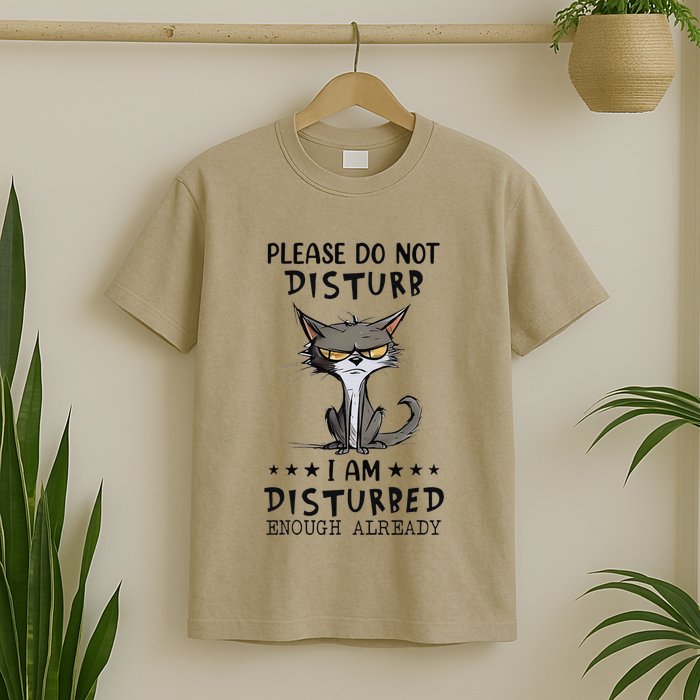 Angry Cat Please Do Not Disturb I Am Disturbed Enough T-Shirt