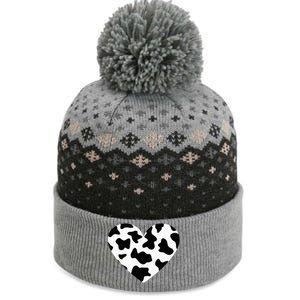 Awesome Cow Print Black & White Print Heart The Baniff Cuffed Pom Beanie