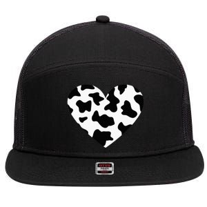 Awesome Cow Print Black & White Print Heart 7 Panel Mesh Trucker Snapback Hat