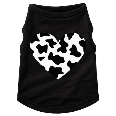 Awesome Cow Print Black & White Print Heart Doggie Tank