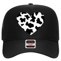 Awesome Cow Print Black & White Print Heart High Crown Mesh Back Trucker Hat