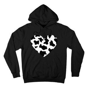 Awesome Cow Print Black & White Print Heart Hoodie