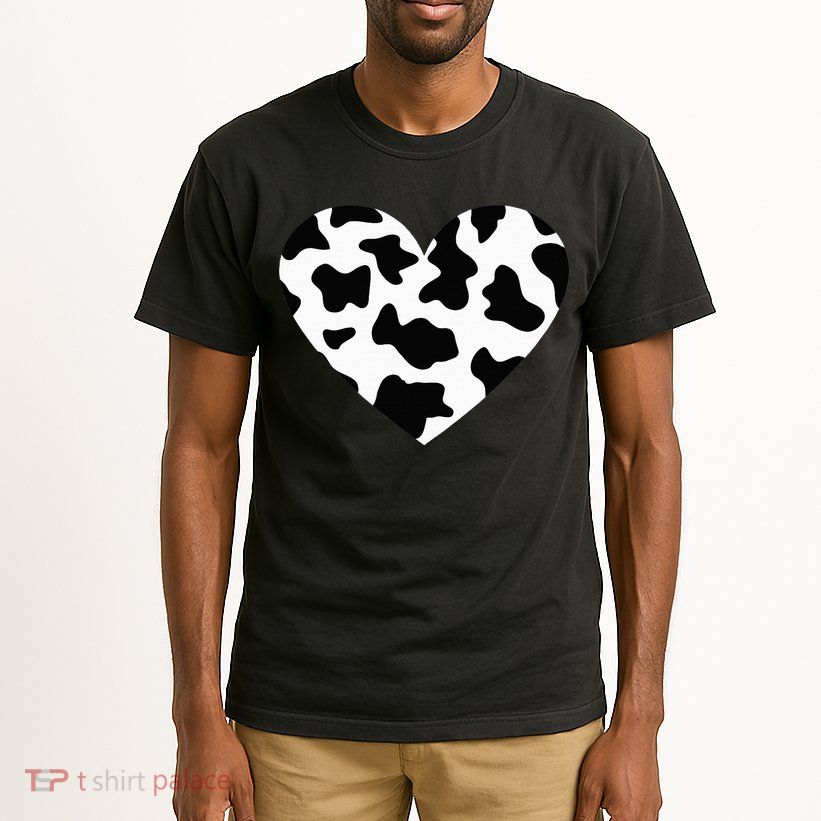 Awesome Cow Print Black & White Print Heart Tall T-Shirt