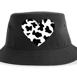 Awesome Cow Print Black & White Print Heart Sustainable Bucket Hat