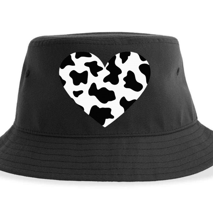 Awesome Cow Print Black & White Print Heart Sustainable Bucket Hat