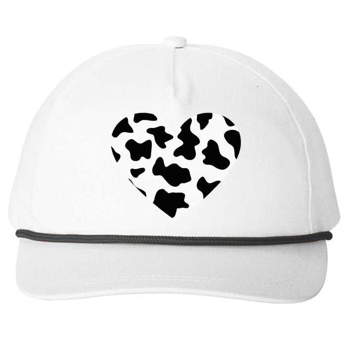 Awesome Cow Print Black & White Print Heart Snapback Five-Panel Rope Hat