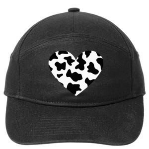 Awesome Cow Print Black & White Print Heart 7-Panel Snapback Hat