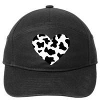 Awesome Cow Print Black & White Print Heart 7-Panel Snapback Hat